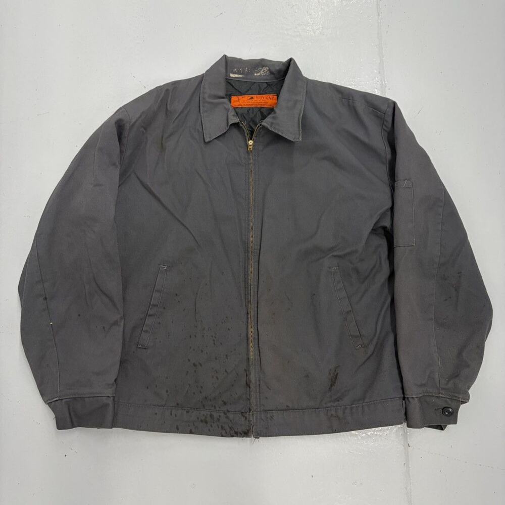 Vintage 70s Red Kap Grey Canvas Workwear Mechanics Jacket